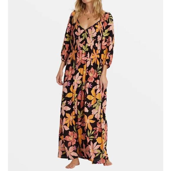 NEW BILLABONG wish me luck maxi dress in multi - Picture 1 of 3